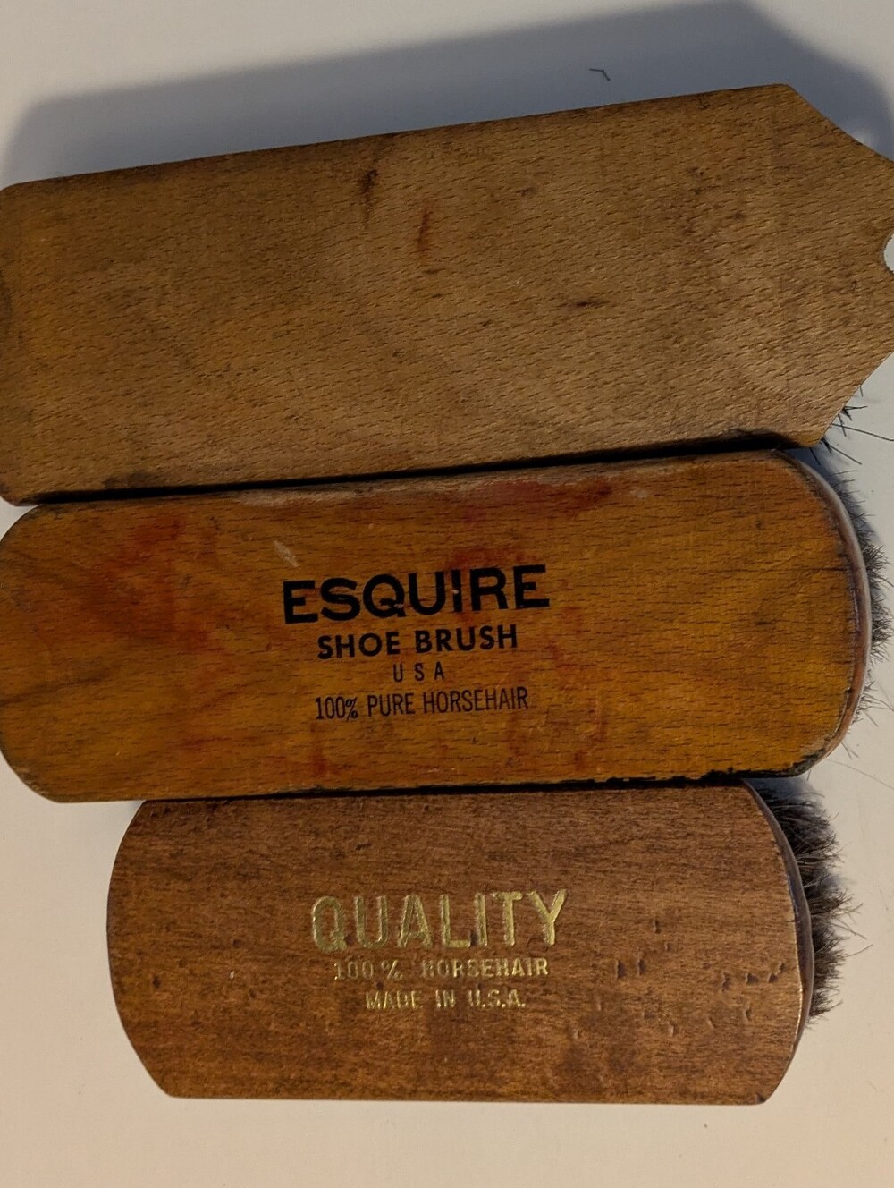 Horsehair Shoe Brush Quality Esquire Wooden Hand Brush Bundle 3 Made in USA